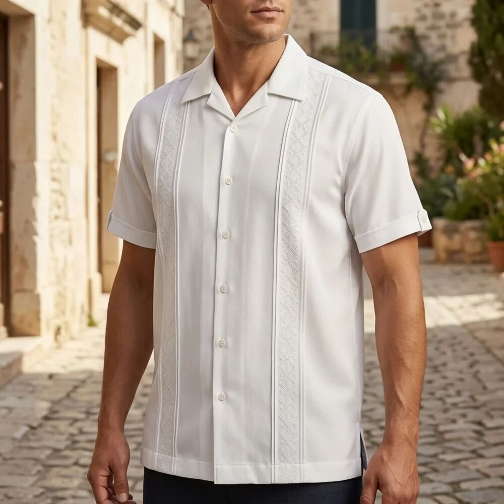 Cubavera White 63% Rayon, 37% Polyester  | Sz L